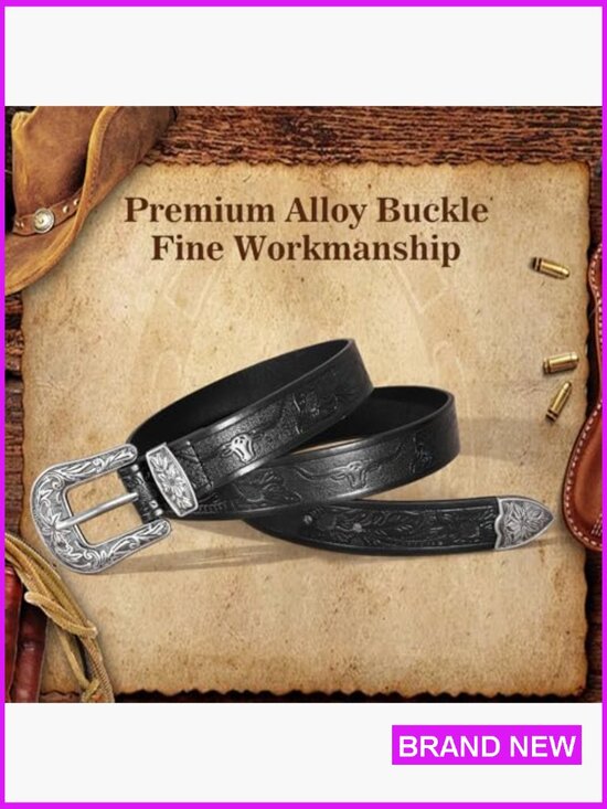 Western Belt with Vintage Floral Carved Design for Jeans and Pants Women Cowboy main image 5